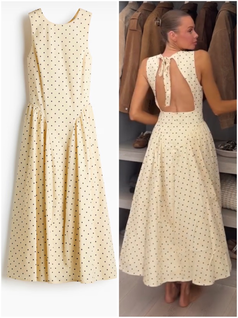 H&M OPEN-BACK POPLIN DRESS